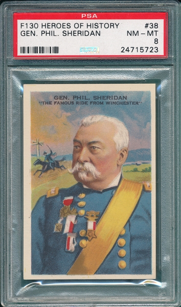 1920s F130 Gridley Butter Heroes of History Sheridan PSA 8 *Highest Graded*