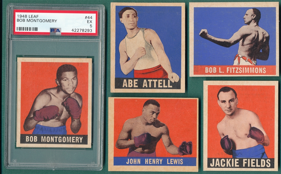 1948 Leaf Boxing Lot of (5) W/ Attell & PSA