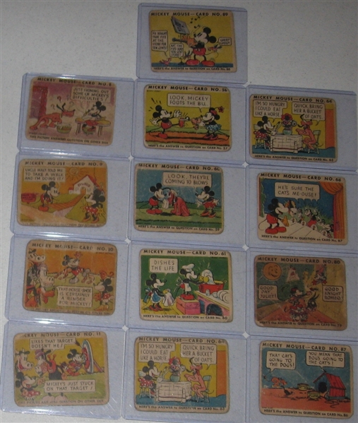 1935 R89 Mickey Mouse Gum Lot of (17) W/ High Numbers