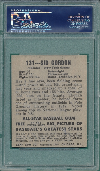 1948 Leaf #131 Sid Gordon PSA 4.5 *SP*