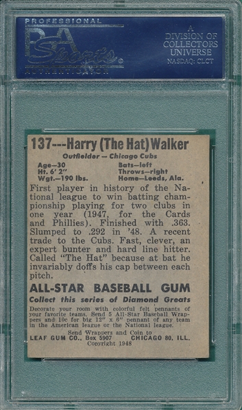 1948 Leaf #137 Harry Walker PSA 5 *SP*