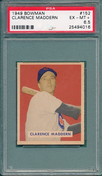 1949 Bowman #152 Clarence Maddern PSA 6.5 *Hi #*