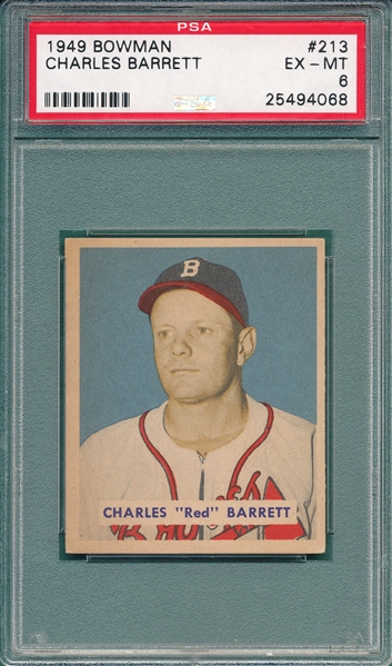 1949 Bowman #213 Charles Barrett PSA 6 *Hi #*