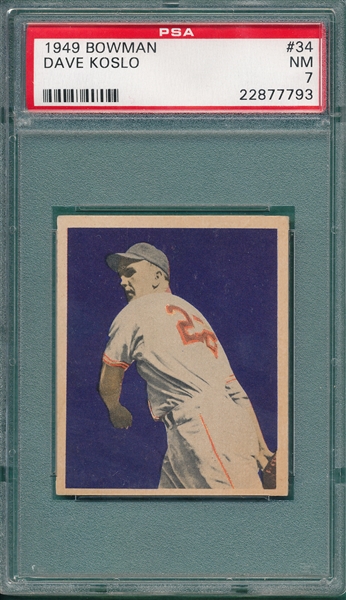 1949 Bowman #34 Dave Koslo PSA 7