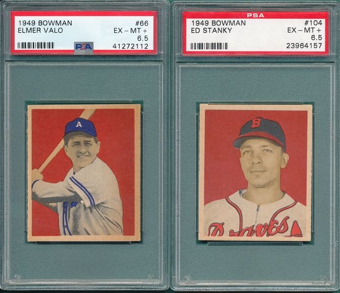 1949 Bowman #66 Valo & #104 Stanky, Lot of (2) PSA 6.5