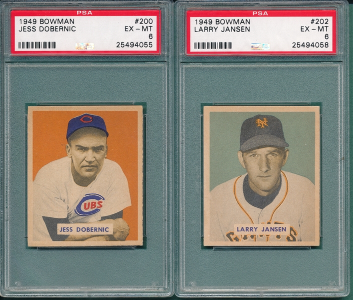 1949 Bowman #200 Dobernic & #202 Jansen, Lot of (2), PSA 6 *Hi #*