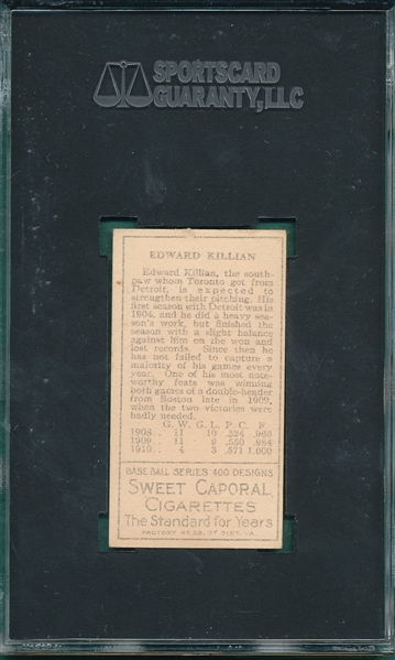 1911 T205 Killian Sweet Caporal Cigarettes SGC 50