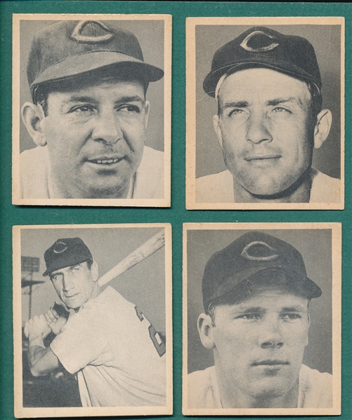 1948 Bowman, Lot of (4) Reds W/ #45 Sauer