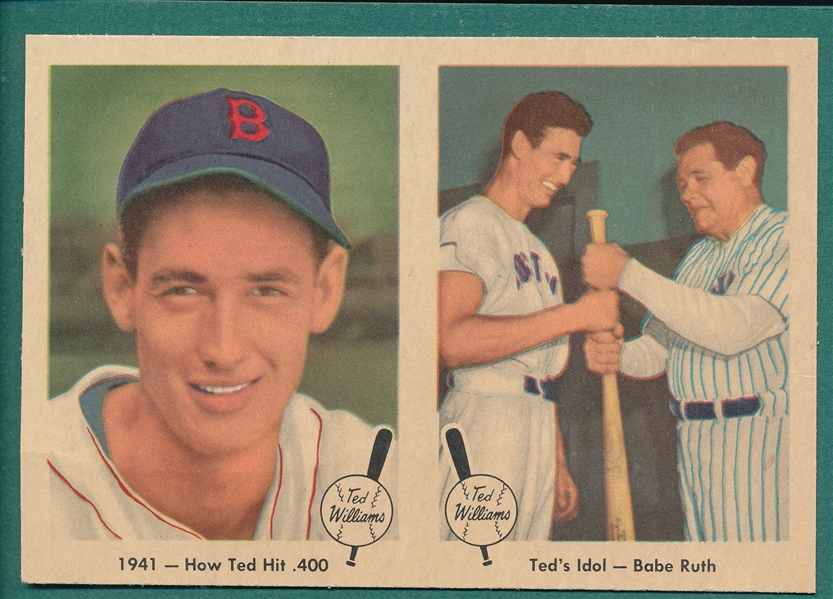 1959 Fleer Ted Williams Two Card Panel W/ Babe Ruth