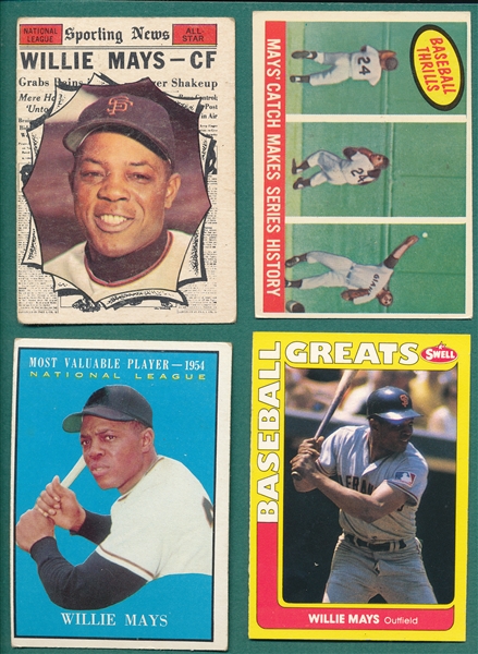 1959-63 Topps Lot of (4) Willie Mays W/ 1961 #579 All Star, High Number