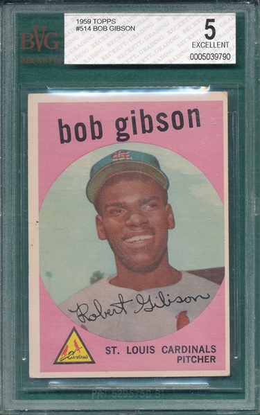 1959 Topps #514 Bob Gibson BVG 5 *Hi #* *Rookie*