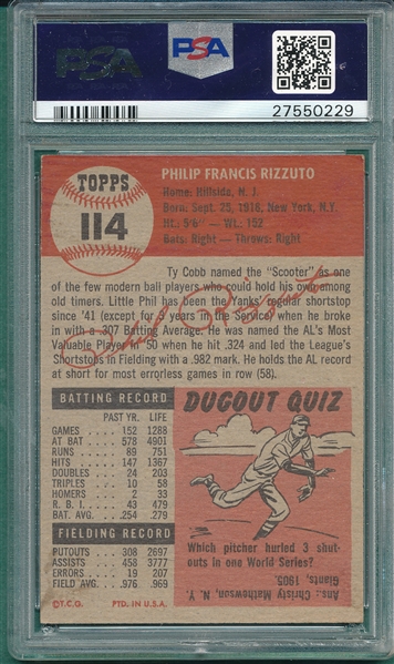 1953 Topps #114 Phil Rizzuto PSA 5