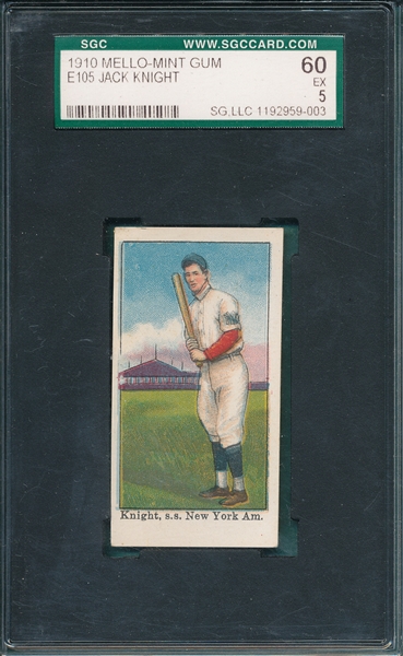 1910 E105 Jack Knight, Mello Mint, SGC 60
