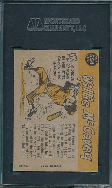 1960 Topps #554 Willie McCovey, AS, Autographed, SGC Authentic, *Rookie*