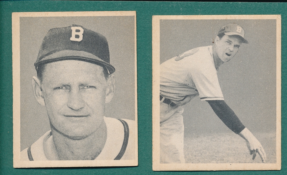 1948 Bowman #1 Elliott & #12 Sain, Lot of (2) Braves