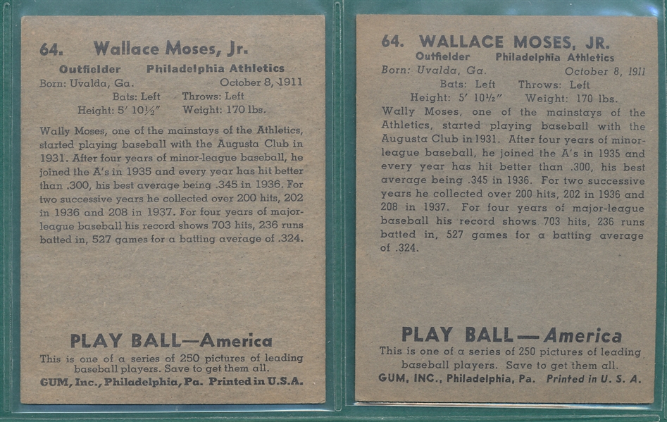 1939 Play Ball Lot of (20) Philadelphia 