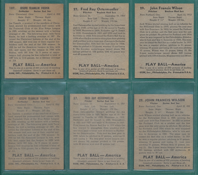 1939 Play Ball Lot of (14) Red Sox