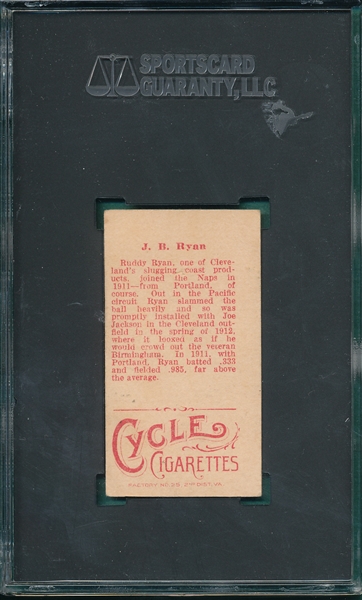 1912 T207 Ryan Cycle Cigarettes SGC 30