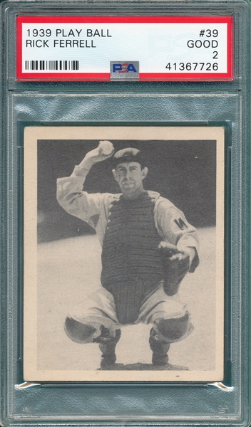 1939/40 Play Ball #39 Rick Ferrell & #174 Johnny Evers, Lot of (2) PSA 