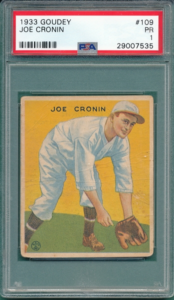 1933 Goudey #109 Joe Cronin PSA 1