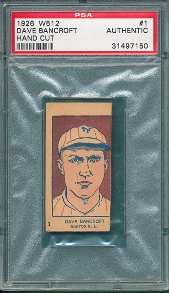 1926 W512 #1 Dave Bancroft PSA Authentic