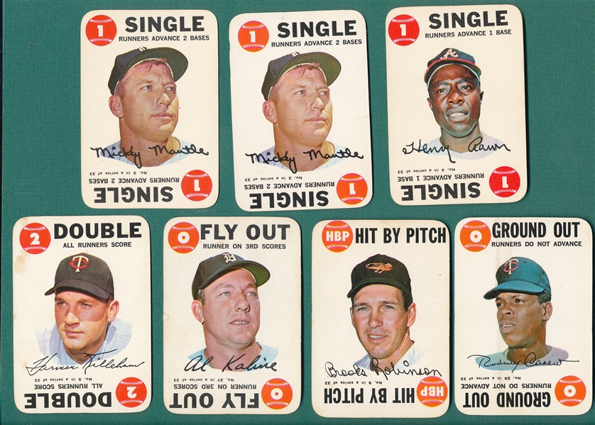 1968 Topps Game Lot of (7) HOFers W/ (2) Mantles