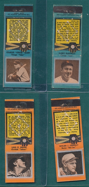1934-36 Diamond Matchbook Baseball Lot of (8) W/ Chuck Klein