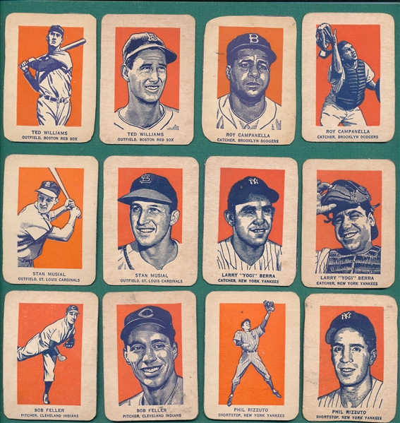 1952 Wheaties Partial Set (34/60) W/ (2) Musial & Ted Williams