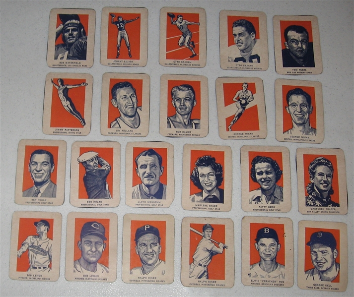 1952 Wheaties Partial Set (34/60) W/ (2) Musial & Ted Williams