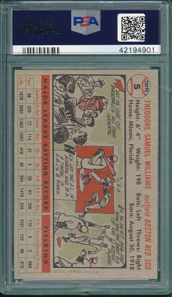 1956 Topps #5 Ted Williams PSA 4 *Gray*