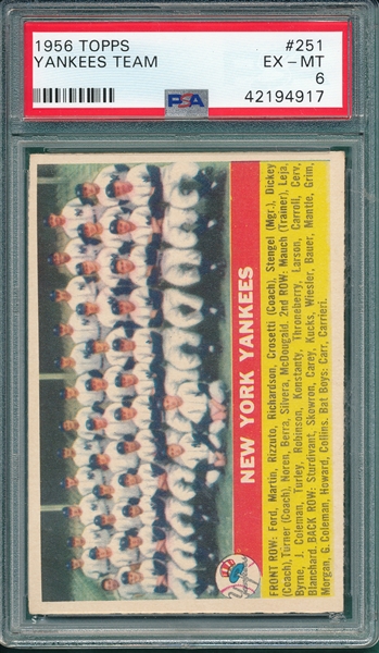 1956 Topps #251 Yankees PSA 6