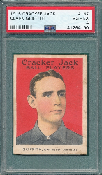 1915 Cracker Jack #167 Clark Griffith, PSA 4