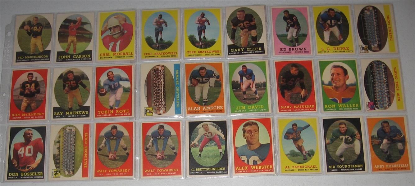 1958-63 Topps FB Lot of (188) W/ 1963 Lilly