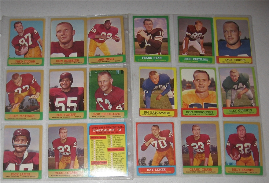 1958-63 Topps FB Lot of (188) W/ 1963 Lilly