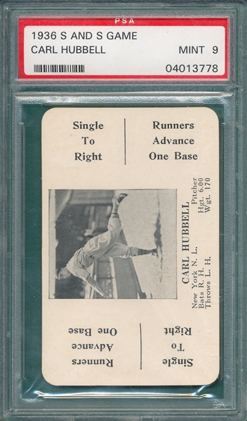 1936 S & S Game Carl Hubbell PSA 9 *MINT*