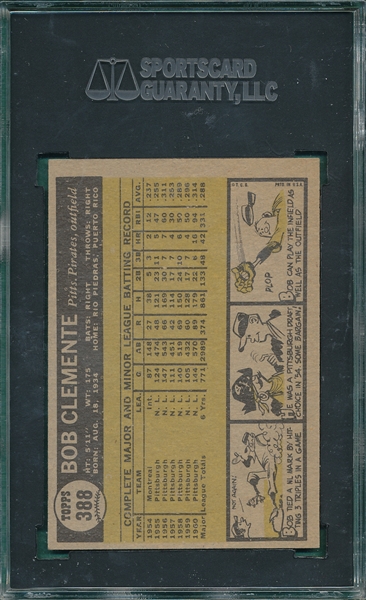 1961 Topps #388 Bob Clemente SGC 82