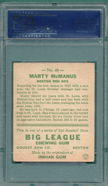 1933 Goudey #48 Marty McManus PSA 4