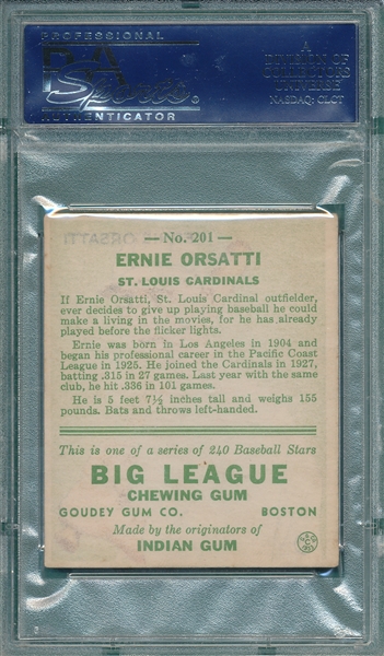 1933 Goudey #201 Ernie Orsatti PSA 5