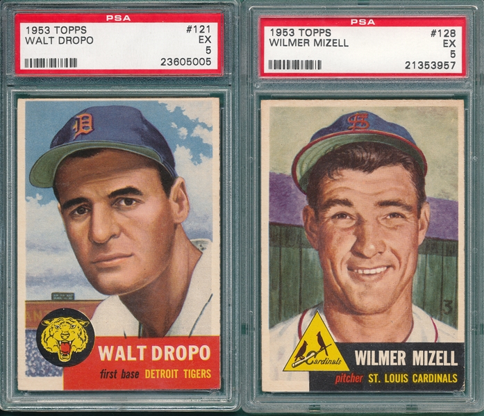1953 Topps #121 Dropo & #128 Mizell, Lot of (2), PSA 5