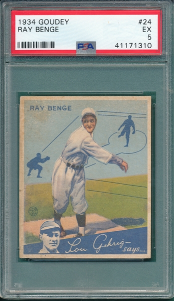 1934 Goudey #24 Ray Benge PSA 5