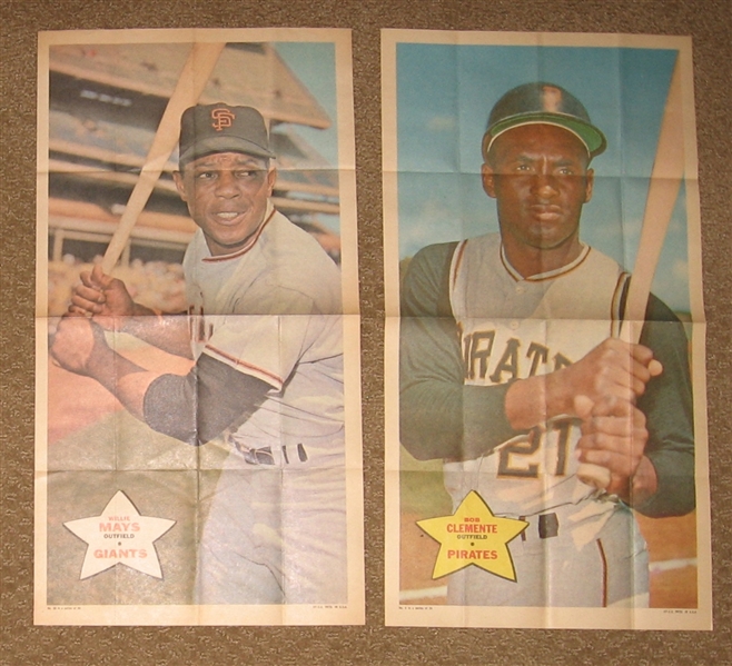 1968 Topps Posters Lot of (10) W/ Clemente & Mays