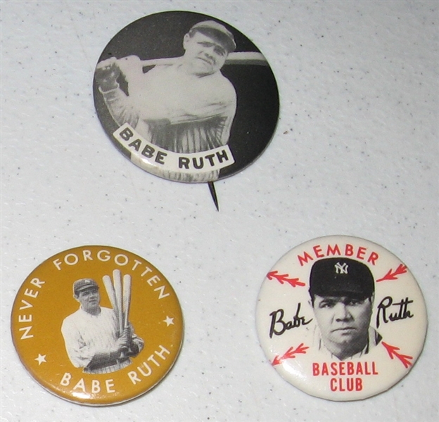 Babe Ruth Pinbacks Lot of (4) W/ PM10