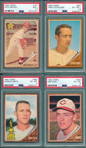 1962 Topps Lot of (8) W/ #181 Brown PSA 7.5