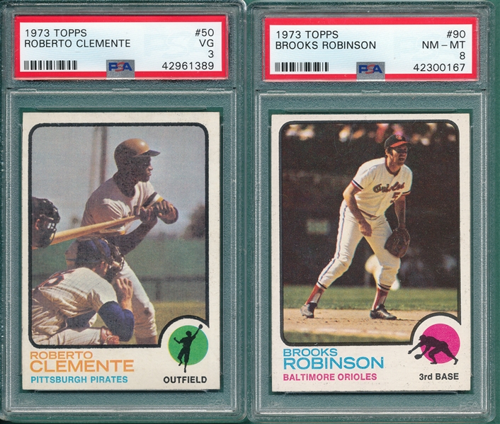 1973 Topps #50 Clemente & #90 Brooks Robinson, Lot of (2) PSA