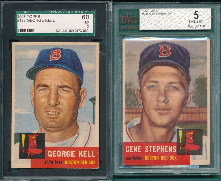 1953 Topps #138 Kell SGC 60 & #248 Stephens, Hi #, BVG 5, Lot of (2)