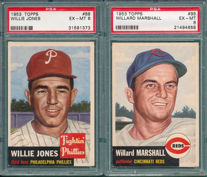 1953 Topps #88 Jones & #95 Marshall, Lot of (2) PSA 6