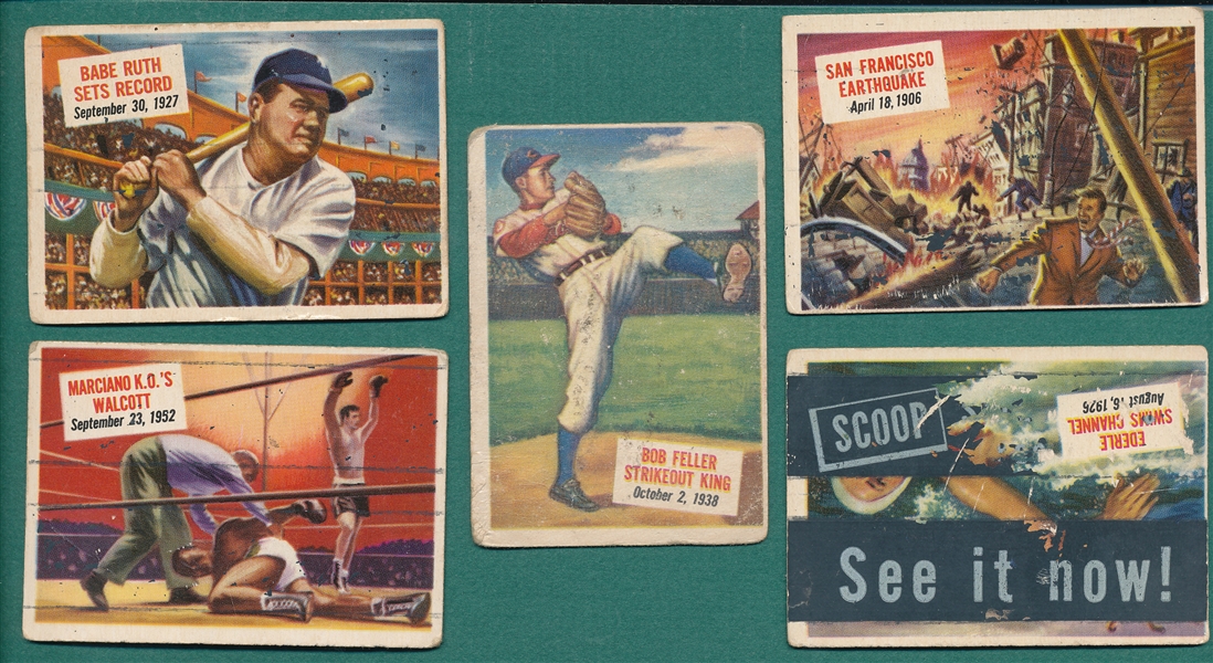 1954 Topps Scoop Lot of (31) W/ #27 Feller & #41 Babe Ruth