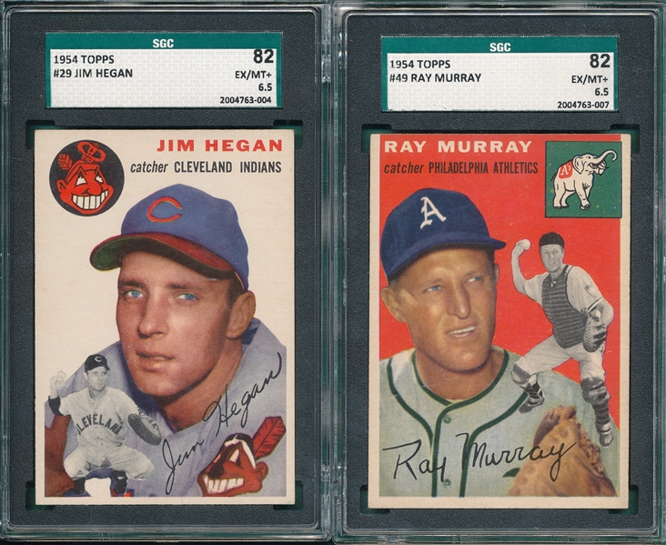 1954 Topps #29 Hegan & #49 Murray, Lot of (2), SGC 82