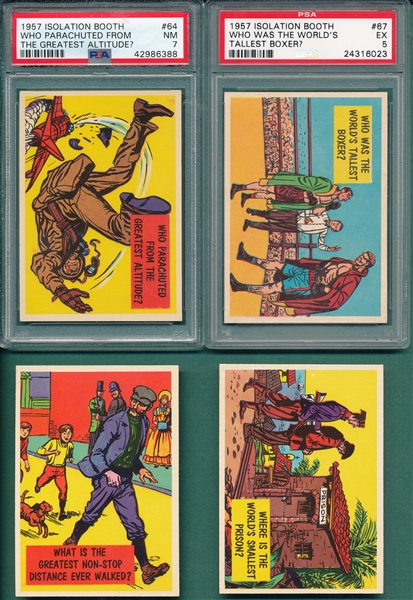 1957 Topps Isolation Booth Lot of (4) W/ #64 PSA 7