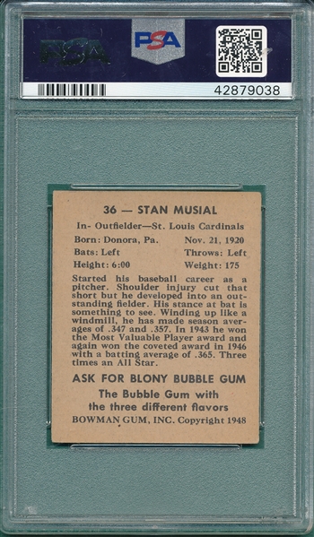 1948 Bowman #36 Stan Musial PSA 4 *Rookie*